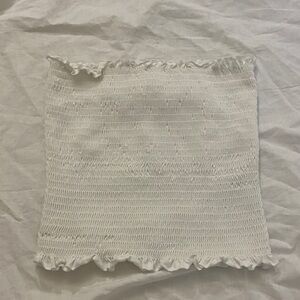 H&M White Smocked Ruffled tube top